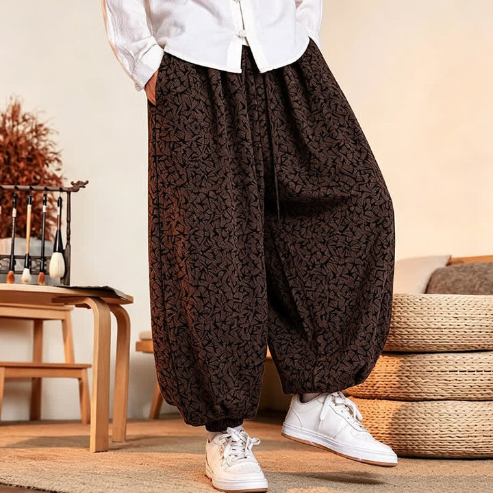 Buddha Stones Fall Winter Casual Minimalist Drawstring Abstract Long Pants Men's Harem Pants With Pockets - image 15