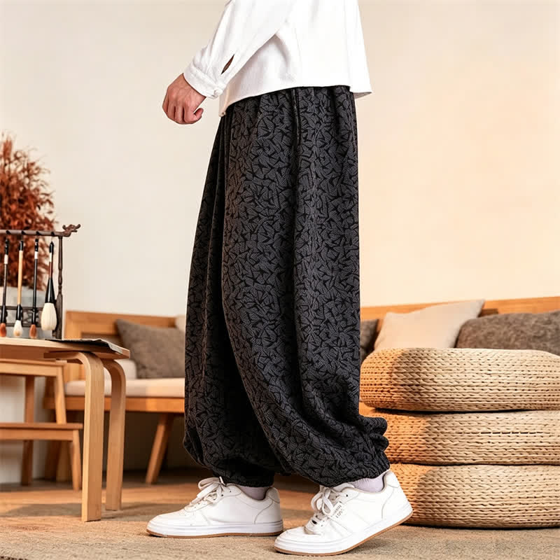 Buddha Stones Fall Winter Casual Minimalist Drawstring Abstract Long Pants Men's Harem Pants With Pockets - image 3