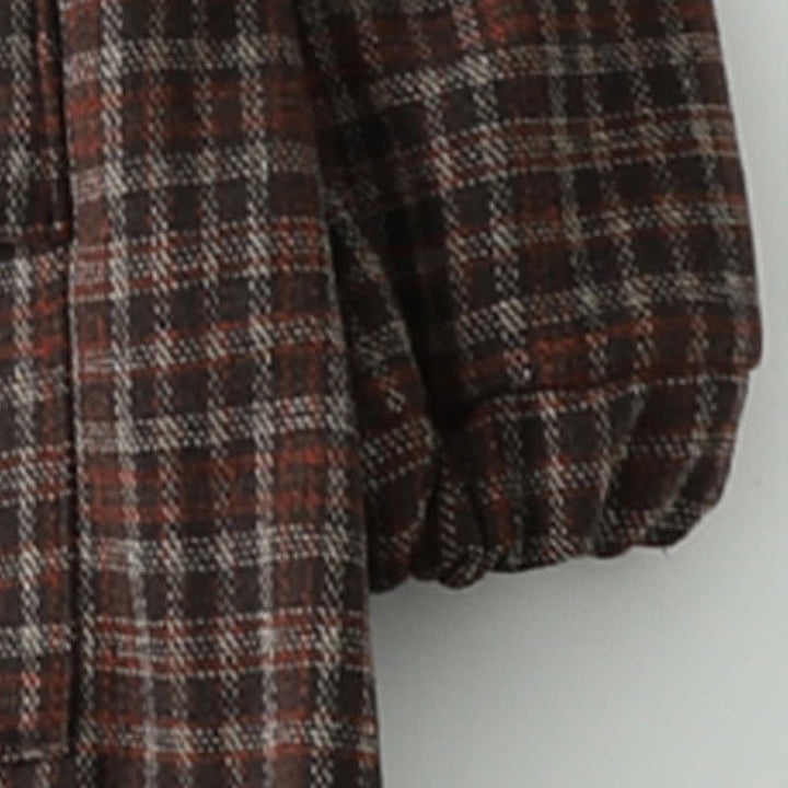 Buddha Stones Fall Winter Casual Vintage Button-Up Plaid Hooded Women's Coat With Pocket - image 5