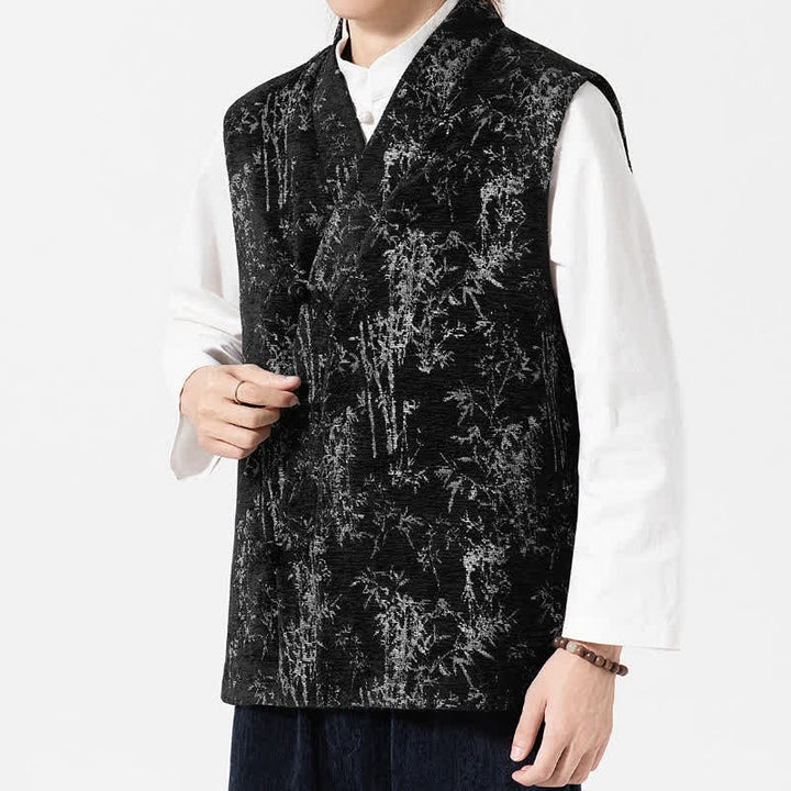 Buddha Stones Fall Tang Style Vintage Button-Up Bamboo Abstract Tank Top Men's Vest - image 8