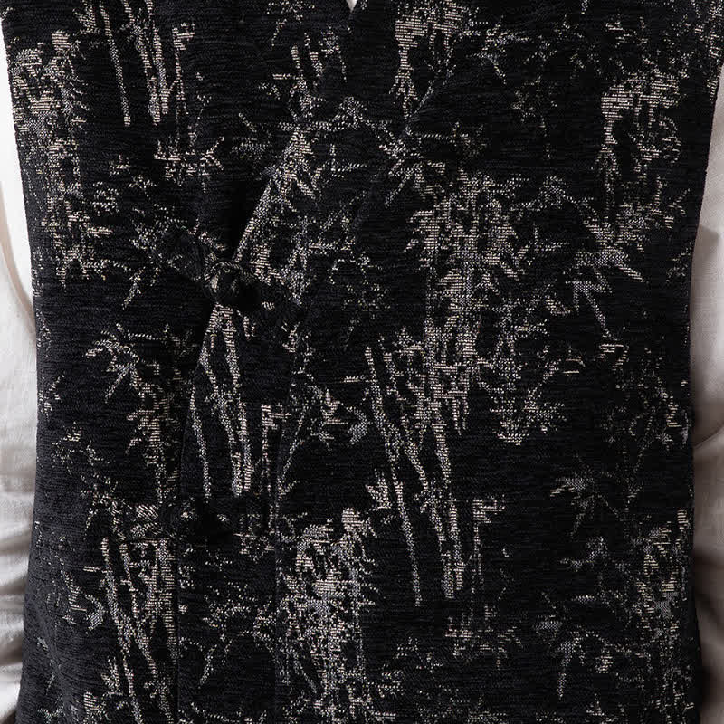 Buddha Stones Fall Tang Style Vintage Button-Up Bamboo Abstract Tank Top Men's Vest - image 11