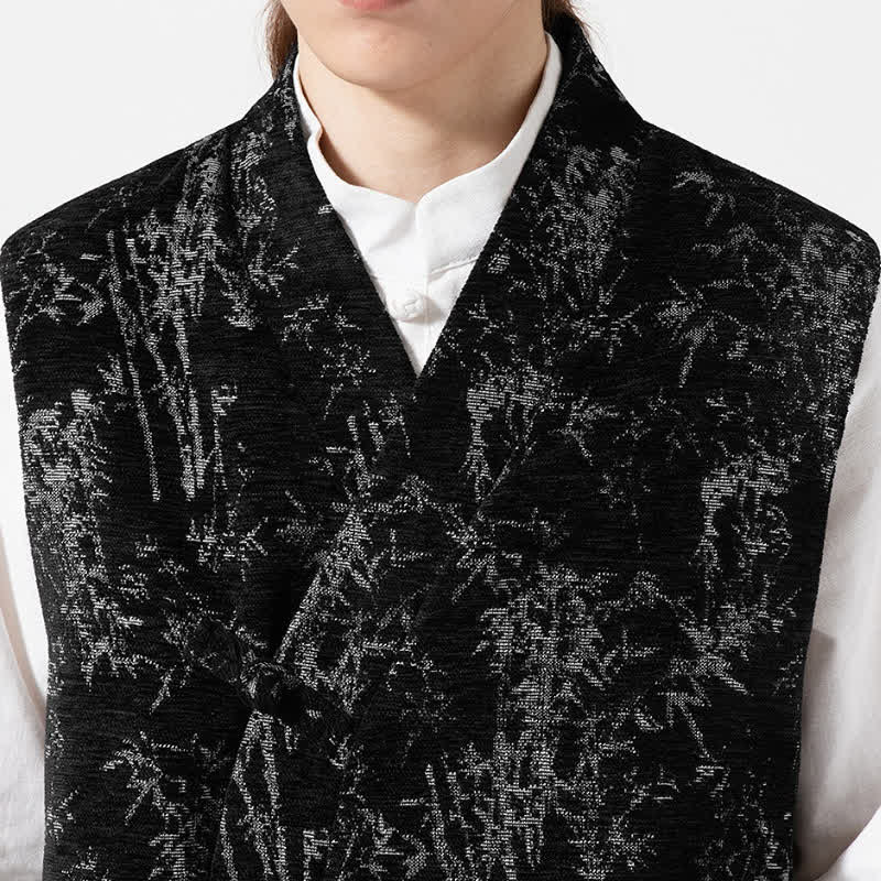 Buddha Stones Fall Tang Style Vintage Button-Up Bamboo Abstract Tank Top Men's Vest - image 10