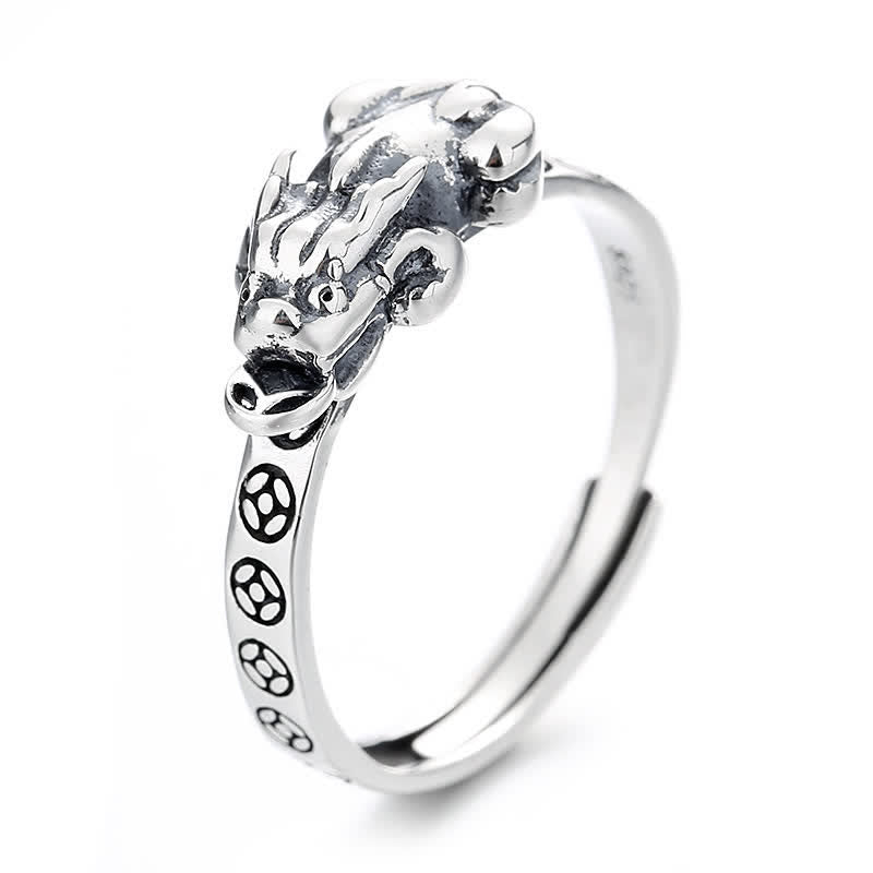 Buddha Stones 925 Sterling Silver Pi Xiu Coins Design Wealth Vintage Adjustable Ring - image 4