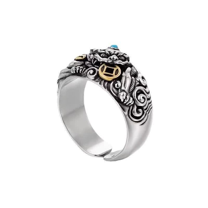 Buddha Stones Copper Pi Xiu Relief Carving Adjustable Grounding and Wealth Ring - image 10