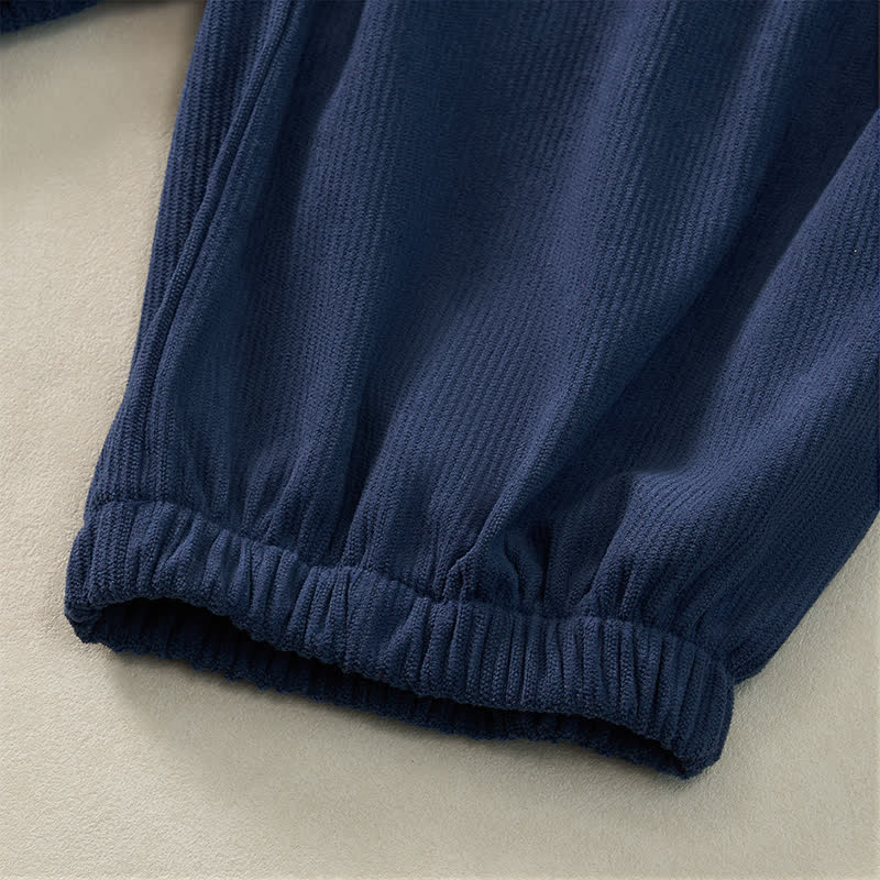Buddha Stones Fall Winter Casual Drawstring Solid Long Pants Elastic Waist Corduroy Women's Tapered Pants With Pockets - image 5