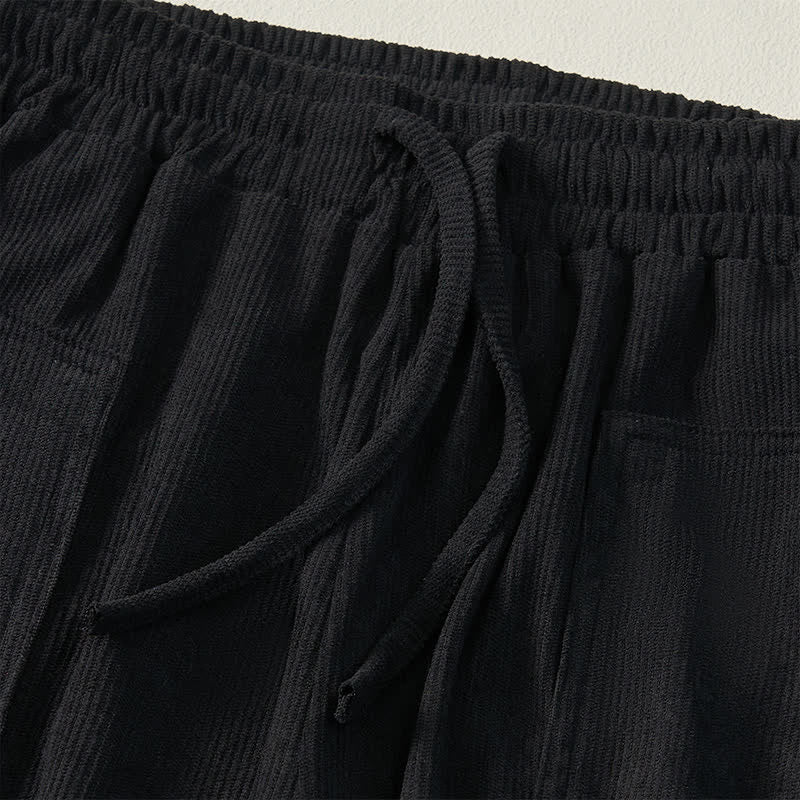 Buddha Stones Fall Winter Casual Drawstring Solid Long Pants Elastic Waist Corduroy Women's Tapered Pants With Pockets - image 10