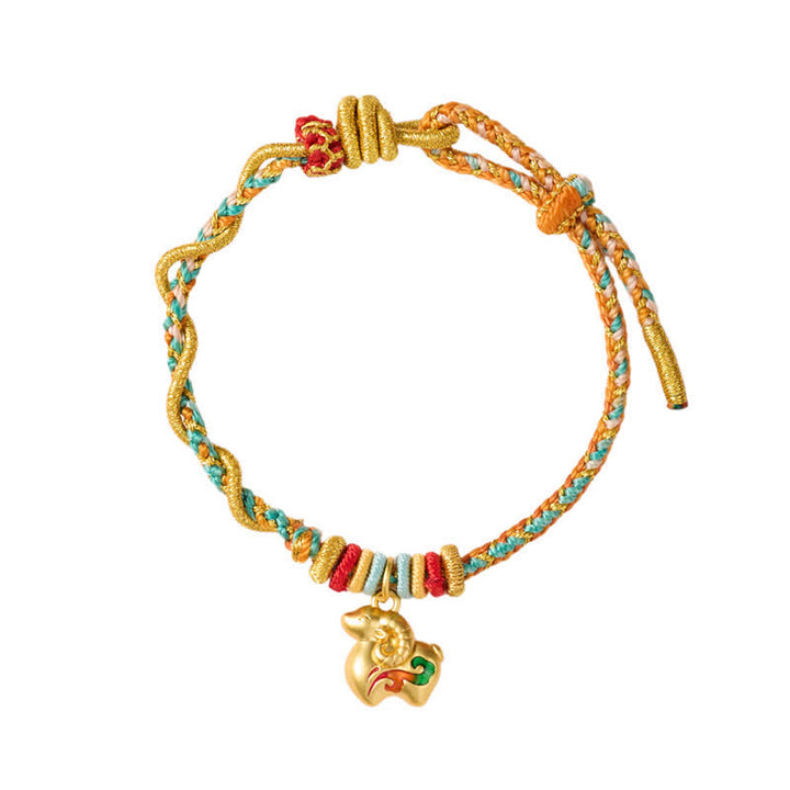 Buddha Stones Year of the Goat Colorful Copper Sheep Charm Lucky Braided String Bracelet - image 10