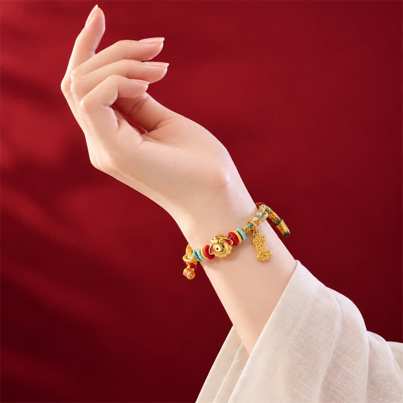 Buddha Stones Year of the Goat Colorful Copper Sheep Charm Lucky Braided String Bracelet - image 14