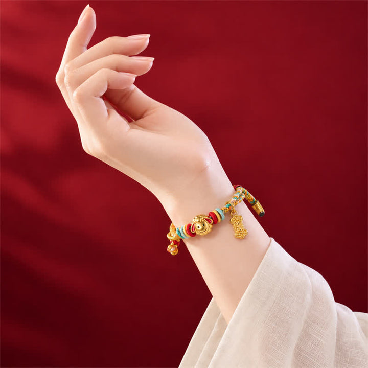 Buddha Stones Year of the Goat Colorful Copper Sheep Charm Lucky Braided String Bracelet - image 14