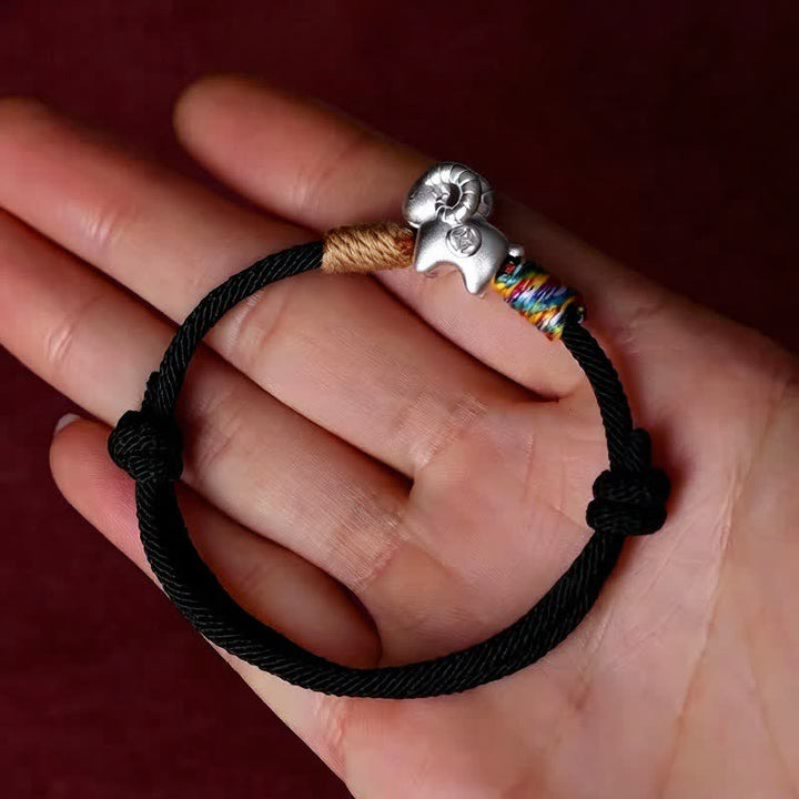 Buddha Stones Year of the Goat 999 Sterling Silver Sheep Red String Protection Bracelet - Black - image 12