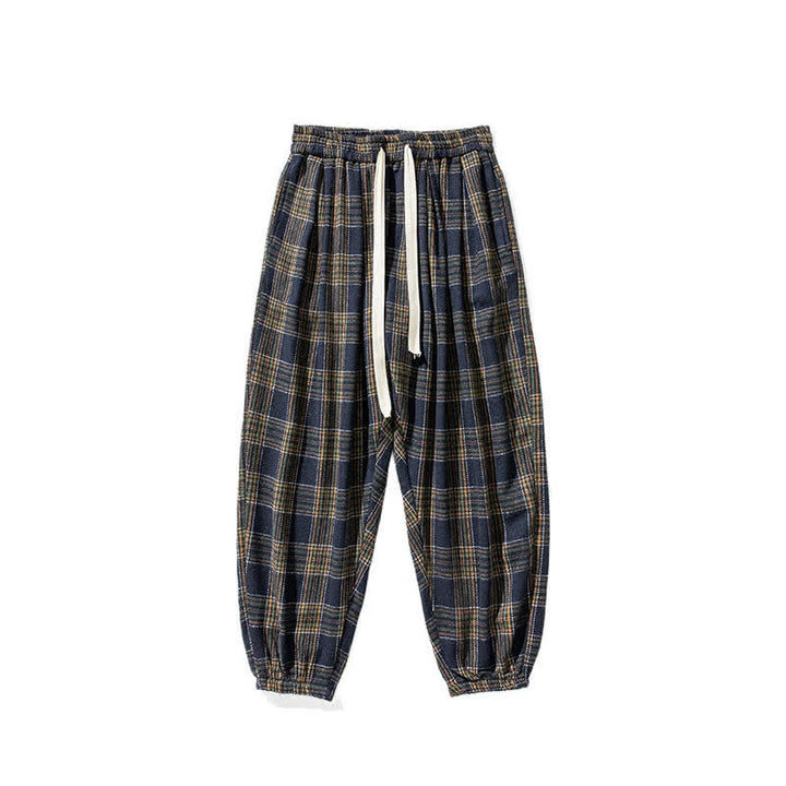 Buddha Stones Fall Winter Casual Drawstring Plaid Ankle Pants Men's Harem Pants With Pockets - image 25