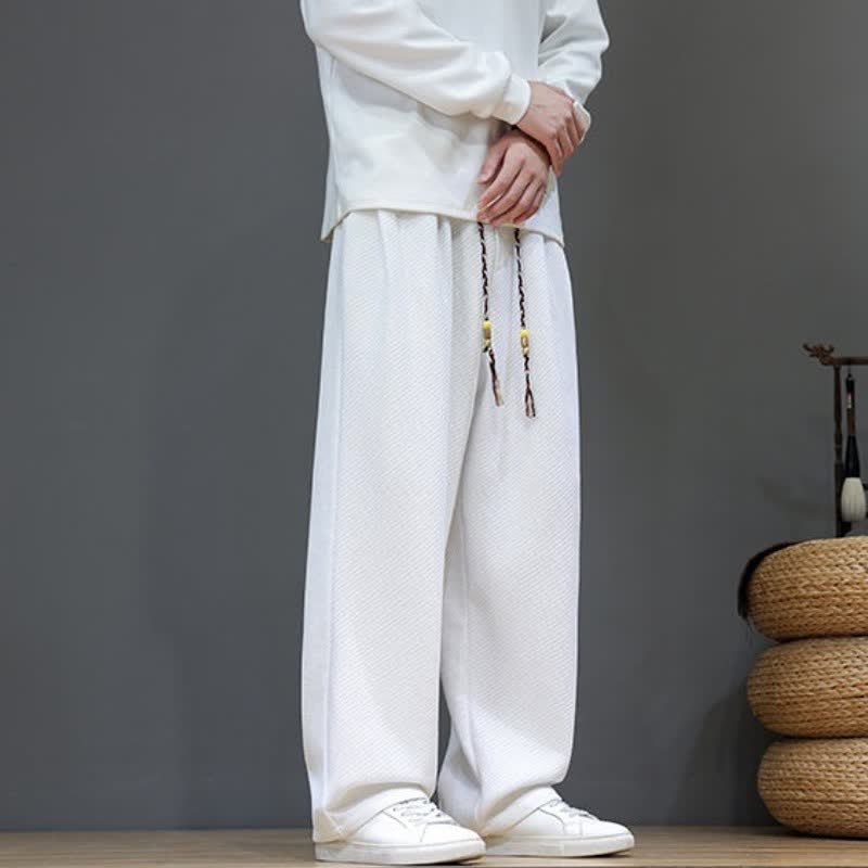 Buddha Stones Fall Winter Casual Vintage Drawstring Solid Long Pants Men's Straight Leg Pants With Pockets - image 28