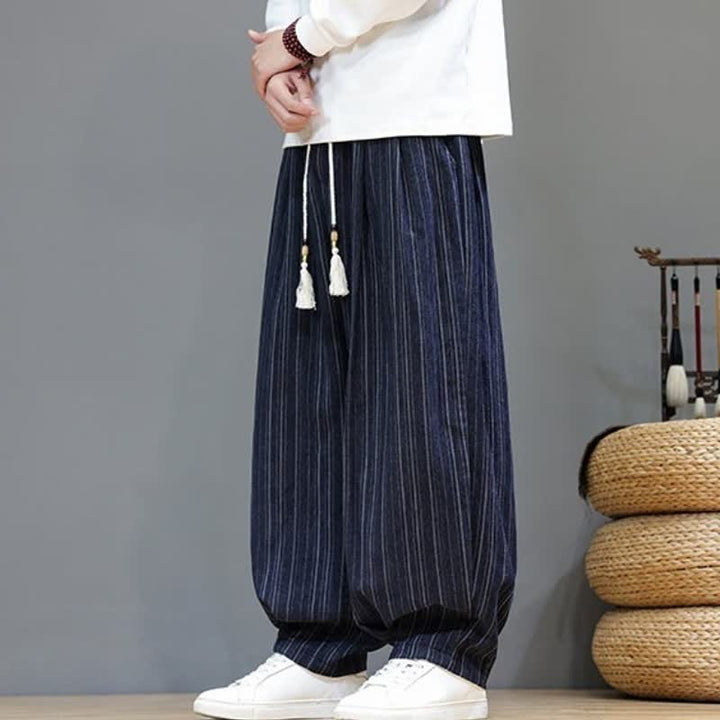 Buddha Stones Fall Casual Drawstring Striped Long Pants Men's Straight Leg Pants With Pockets - image 25