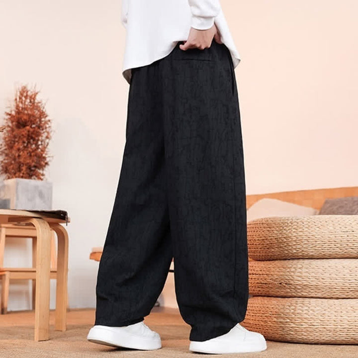 Buddha Stones Fall Casual Drawstring Abstract Texture Pattern Long Pants Men's Straight Leg Pants With Pockets - image 14
