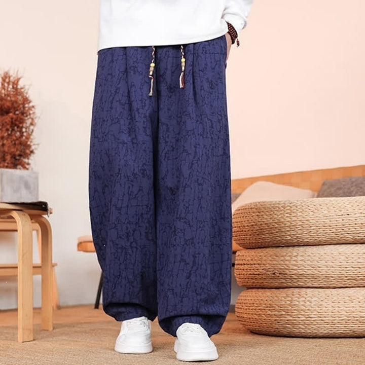 Buddha Stones Fall Casual Drawstring Abstract Texture Pattern Long Pants Men's Straight Leg Pants With Pockets - image 21
