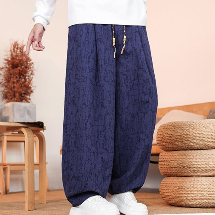 Buddha Stones Fall Casual Drawstring Abstract Texture Pattern Long Pants Men's Straight Leg Pants With Pockets - image 19