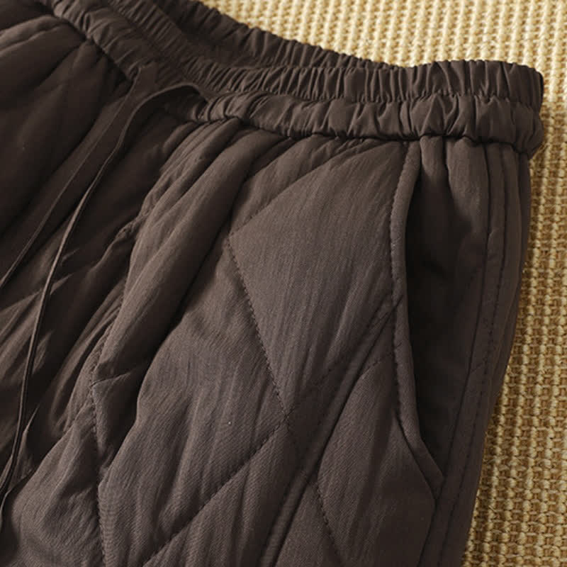 Buddha Stones Winter Casual Drawstring Geometric Ankle Pants Women's Straight Leg Pants With Pockets - image 5