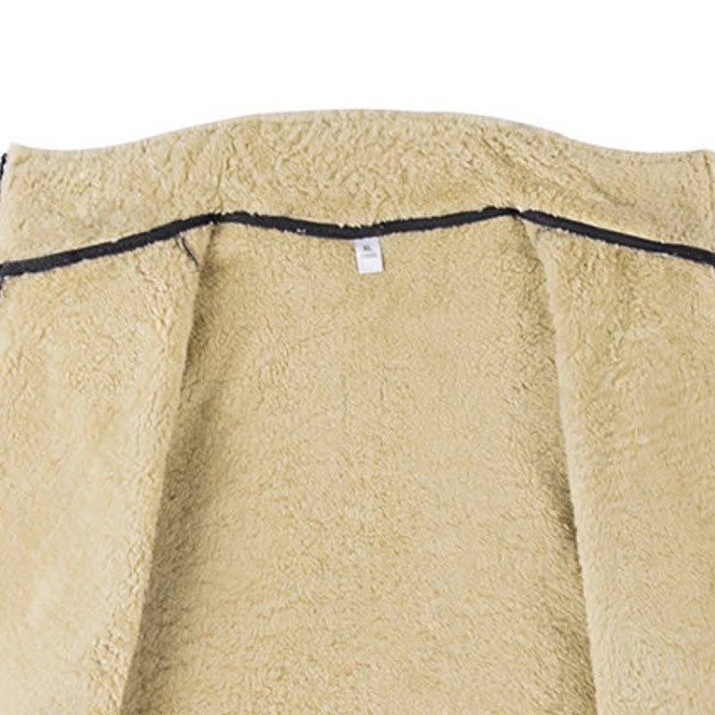 Buddha Stones Winter Casual Minimalist Fleece Lined Zipper Design Mandarin Collar Solid Cotton Tank Top Men's Vest With Pockets - image 8