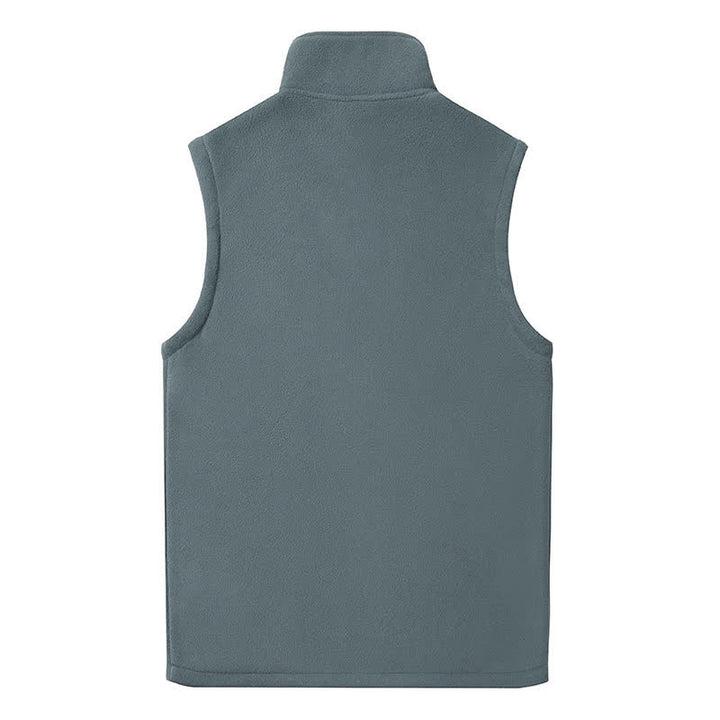 Buddha Stones Winter Casual Minimalist Fleece Lined Zipper Design Mandarin Collar Solid Cotton Tank Top Men's Vest With Pockets - image 1