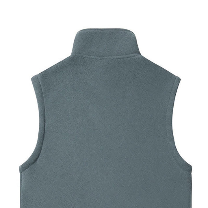 Buddha Stones Winter Casual Minimalist Fleece Lined Zipper Design Mandarin Collar Solid Cotton Tank Top Men's Vest With Pockets - image 2