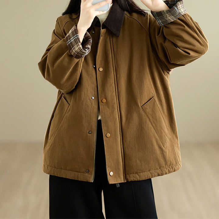 Buddha Stones Fall Winter Casual Classic Solid Women's Jacket With Pockets - image 4
