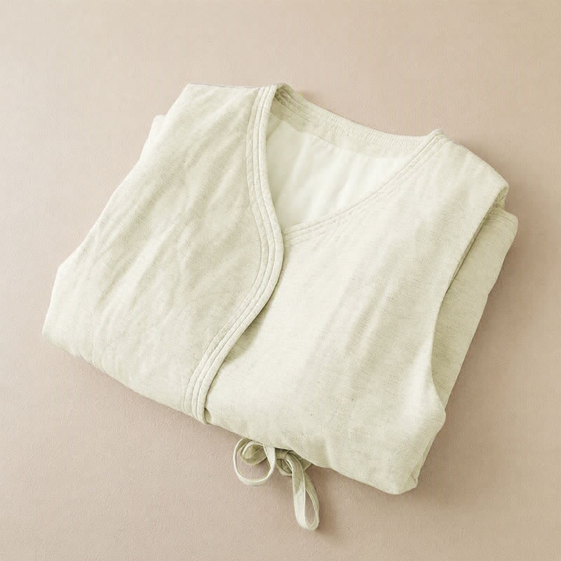 Buddha Stones Fall Winter Casual Minimalist Drawstring Beige Women's Vest Tank Top With Pockets - image 4