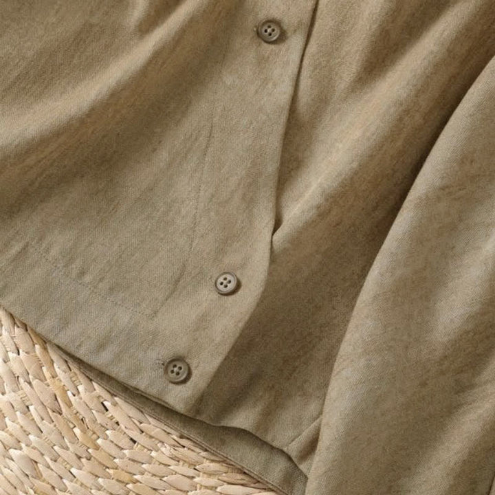 Buddha Stones Fall Casual Tang Style Mandarin Collar Buttons Solid Women's Long Sleeve Shirts - image 14