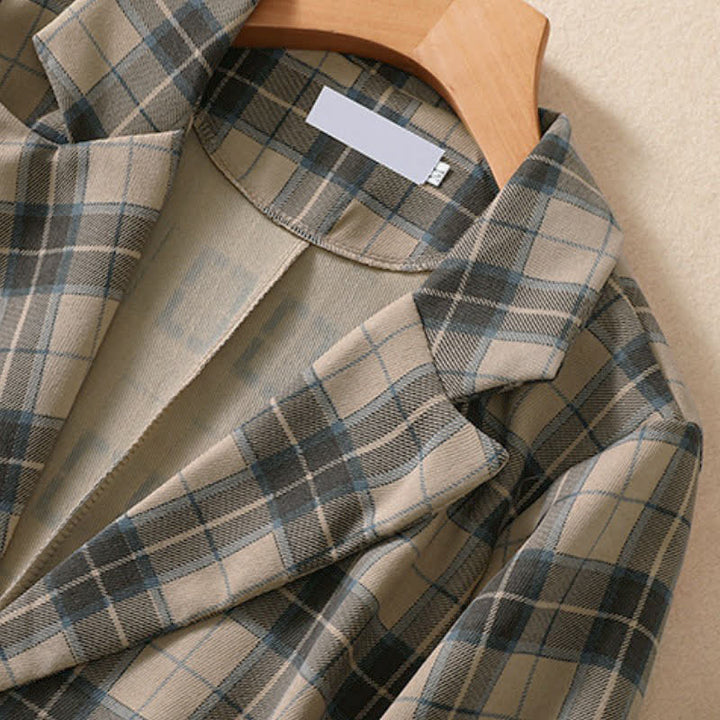 Buddha Stones Fall Vintage Classic Button-Up Plaid Women's Jacket With Pockets - image 2