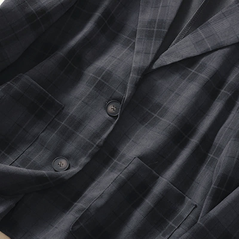 Buddha Stones Fall Vintage Classic Button-Up Plaid Women's Jacket With Pockets - image 16