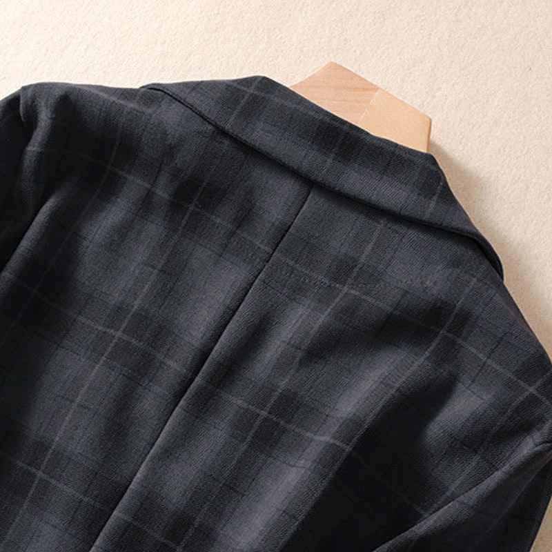 Buddha Stones Fall Vintage Classic Button-Up Plaid Women's Jacket With Pockets - image 14