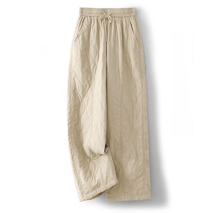 Buddha Stones Winter Minimalist Plain Drawstring Solid Ankle Pants Women's Straight Leg Pants With Pockets - Beige - US8-10, UK/AU12-14, EU40-42 (2XL) - image 12