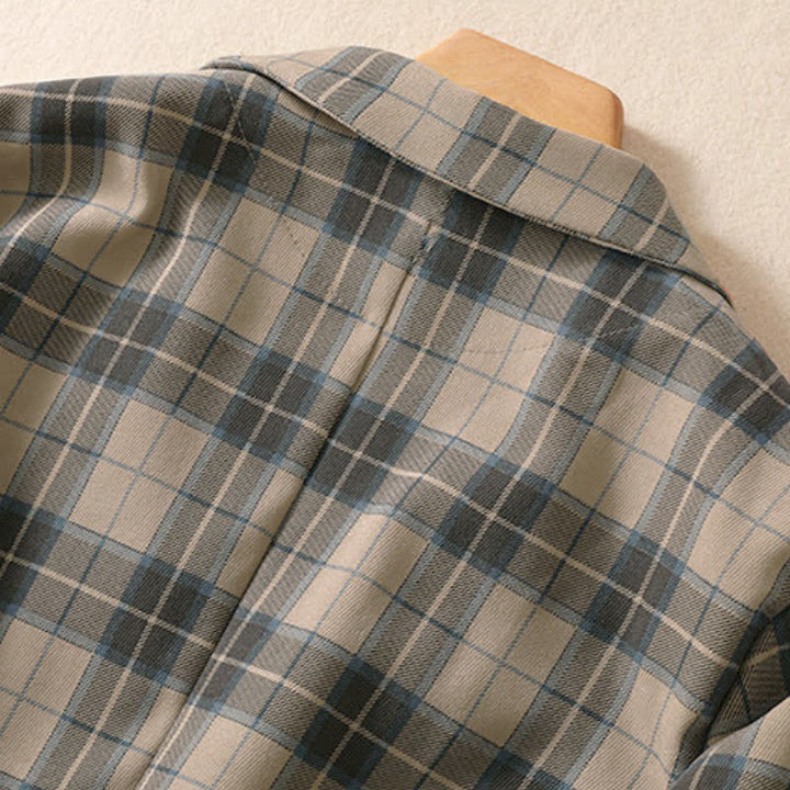 Buddha Stones Fall Vintage Classic Button-Up Plaid Women's Jacket With Pockets - image 3