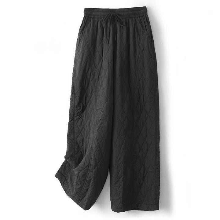 Buddha Stones Winter Minimalist Plain Drawstring Solid Ankle Pants Women's Straight Leg Pants With Pockets - Black - US8-10, UK/AU12-14, EU40-42 (2XL) - image 7