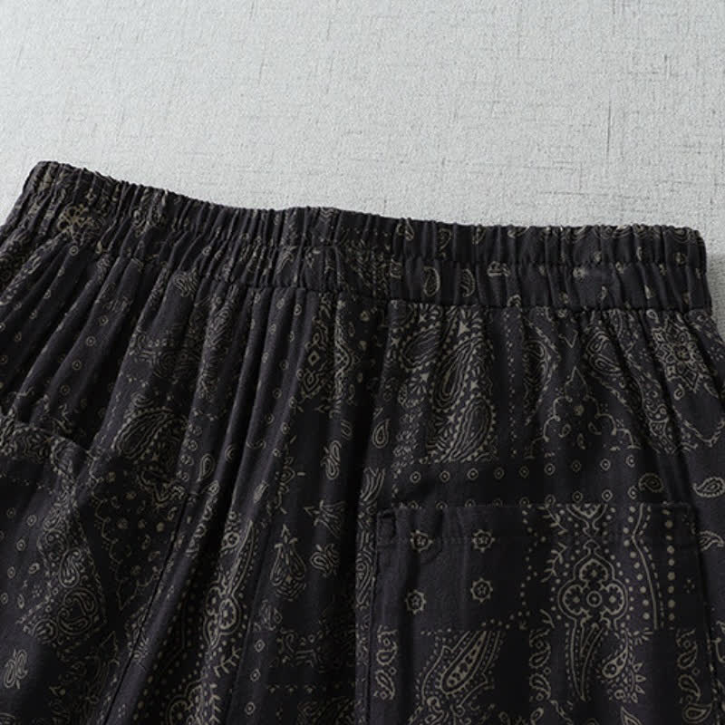 Buddha Stones Spring Summer Vintage Boho Floral Cropped Pants Women's Harem Pants With Pockets - image 6