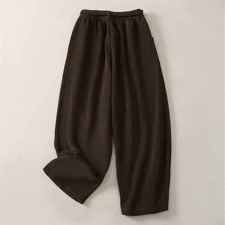 Buddha Stones Fall Winter Casual Minimalist Drawstring Solid Ankle Pants Women's Harem Pants With Pockets - image 1