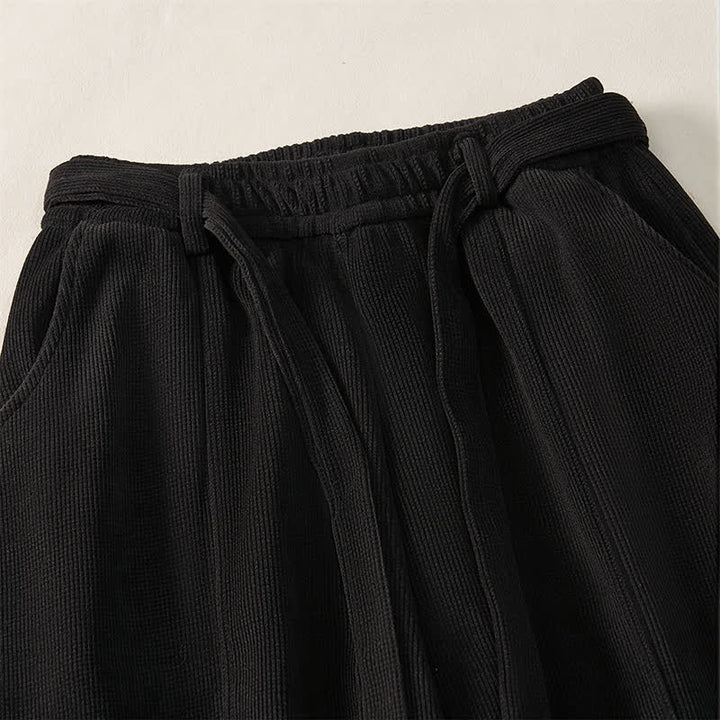 Buddha Stones Fall Winter Casual Minimalist Drawstring Solid Ankle Pants Women's Harem Pants With Pockets - image 12