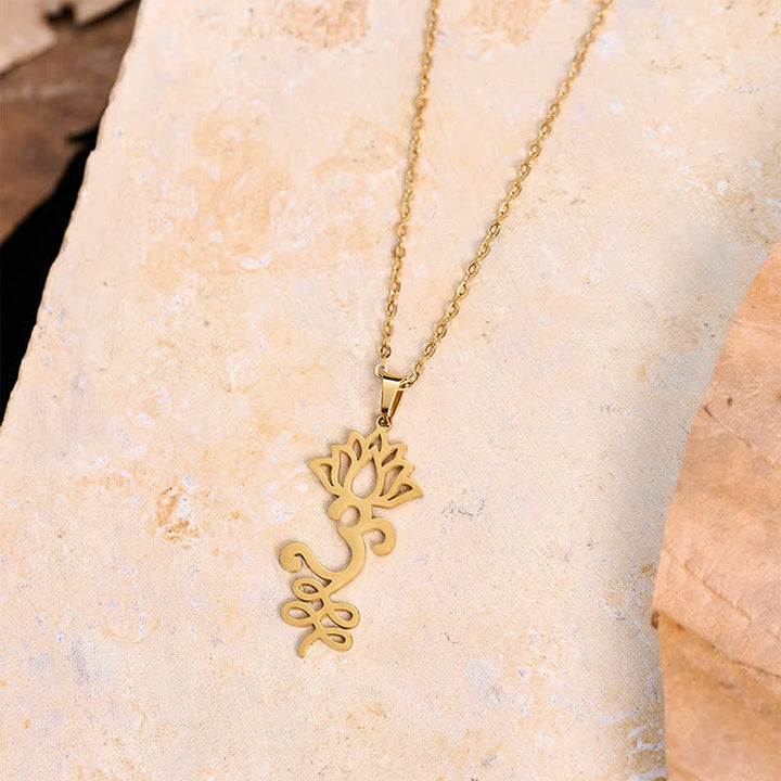 Buddha Stones Titanium Steel Openwork Lotus Pendant Protection Necklace - image 10