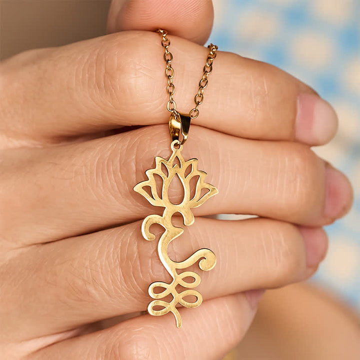 Buddha Stones Titanium Steel Openwork Lotus Pendant Protection Necklace - image 11