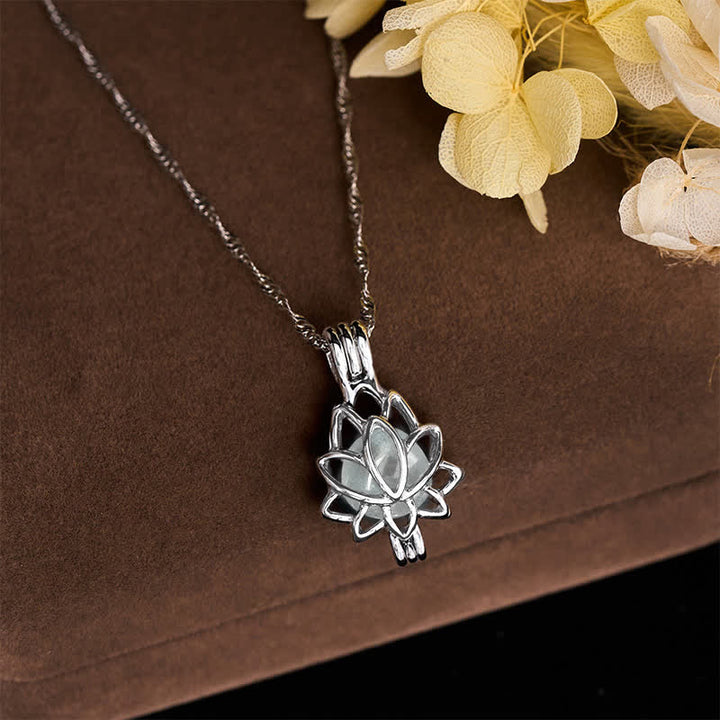Buddha Stones Moonstone Titanium Steel Cutout Lotus Meditation Pendant Necklace - image 2
