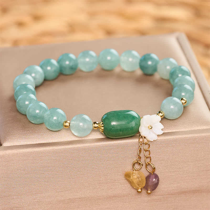 Buddha Stones Jade Blossom Charm Protection Stretch Bracelet - image 5