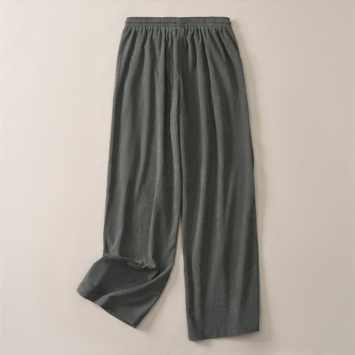 Buddha Stones Fall Winter Casual Minimalist Drawstring Solid Long Pants Corduroy Women's Straight Leg Pants With Pockets - image 18
