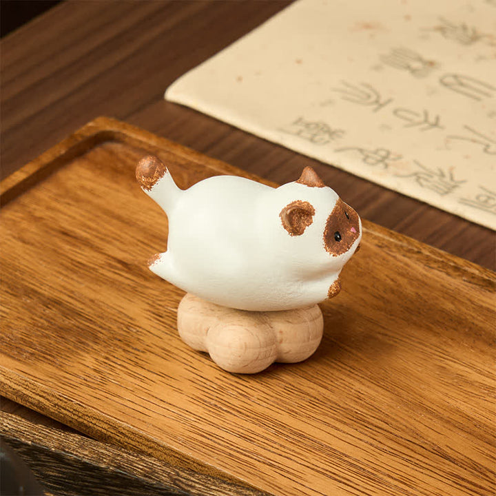 Buddha Stones Beech Wood Rotating Cat Dog Tea Pet Cute Animal Decor - image 7