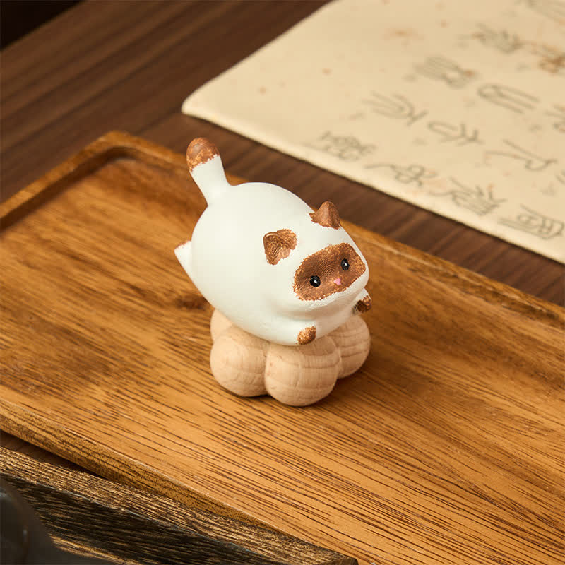 Buddha Stones Beech Wood Rotating Cat Dog Tea Pet Cute Animal Decor - image 8
