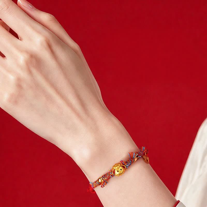 Buddha Stones Hand-Woven Red String Fu Character Goat Charm Blessing Bracelet - image 5