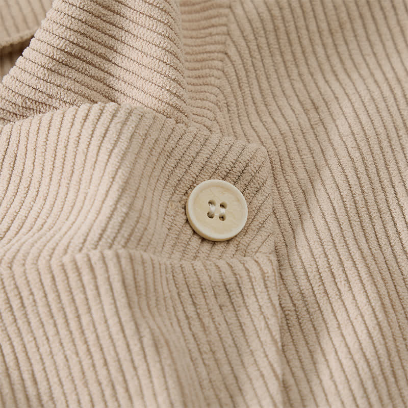 Buddha Stones Fall Winter Casual Mandarin Collar Asymmetric Front Solid Corduroy Women's Long Sleeve Shirts With Pockets - image 16