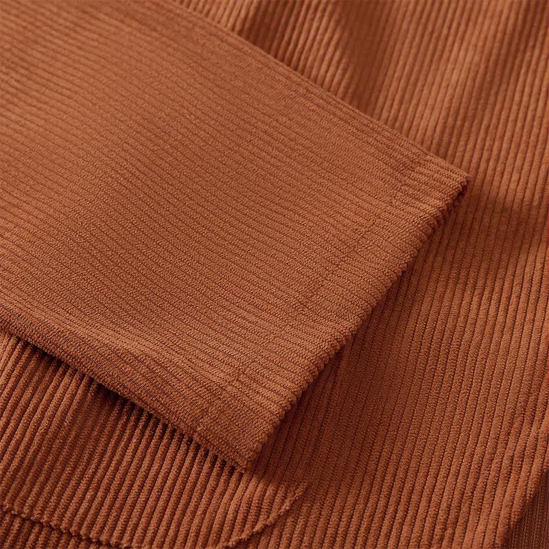 Buddha Stones Fall Winter Casual Mandarin Collar Asymmetric Front Solid Corduroy Women's Long Sleeve Shirts With Pockets - image 8