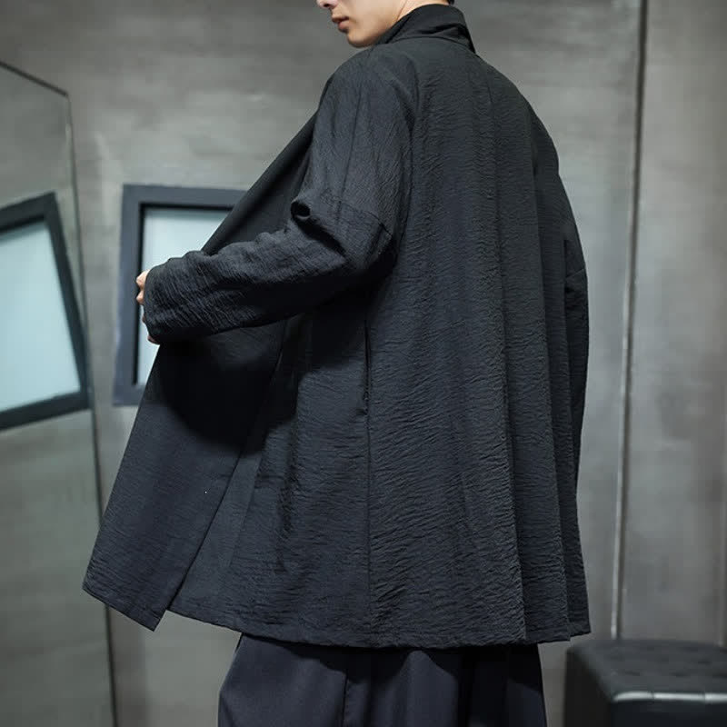 Buddha Stones Fall Classic Minimalist Solid Men's Kimono With Pocket - image 24