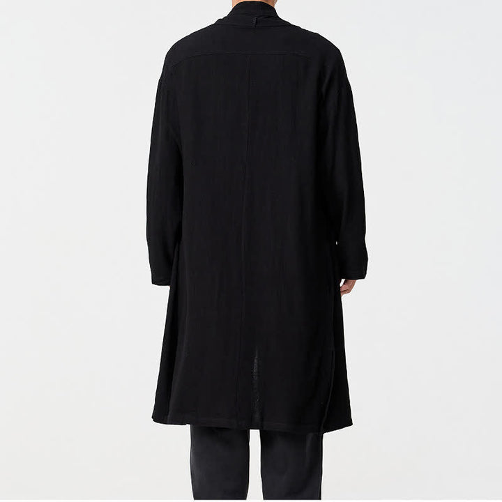 Buddha Stones Fall Minimalist Retro Tang Style Solid Men's Kimono - image 14