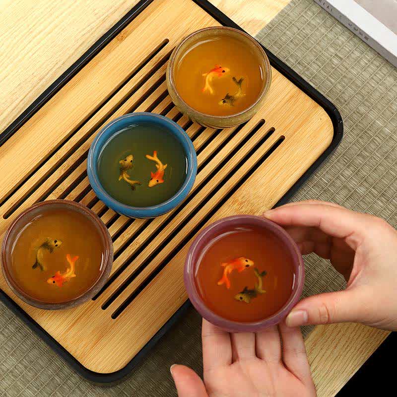 Buddha Stones Ceramic Koi Fish Success Crackle Glaze Gongfu Tea Cup - image 11