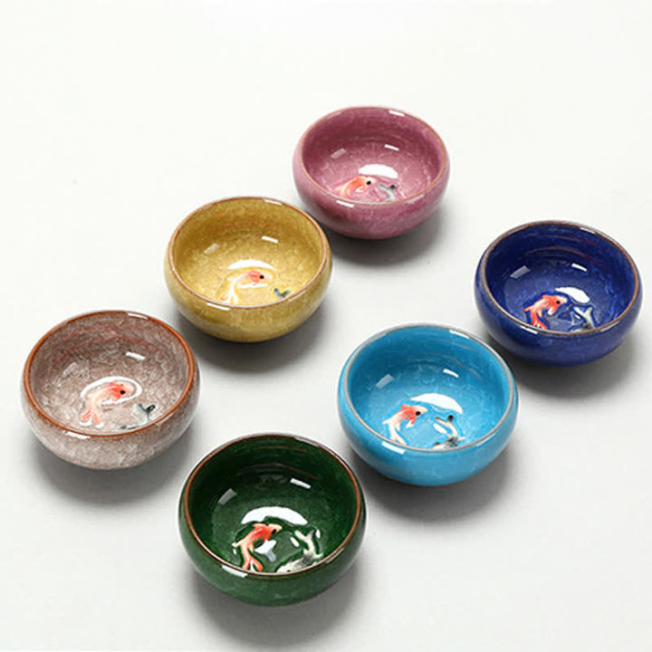 Buddha Stones Ceramic Koi Fish Success Crackle Glaze Gongfu Tea Cup - image 13